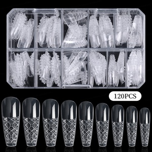 Boîte de 120 faux ongles transparents en ABS à presser, forme Stiletto, carrés, papillon, French Manucure, couverture complète - Product Image 3