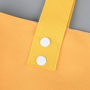 High Quality Organic Light <b>Yellow</b> Cotton Shopping Tote Bag with Pocket Inside Wholesale Reusable Canvas <b>Handbags</b> Custom Logo - Product Image 4