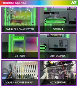 Nouvelles machines à griffes personnalisées en usine, entièrement transparentes, jeu d'arcade attrape-prix en métal, divertissement commercial à pièces porte-bonheur - Product Image 4