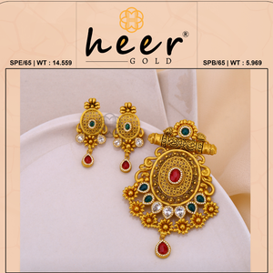 Conjunto de Collar con Colgante Tradicional Indio Dorado con Piedras Rojas y Verdes, Diseño de Flor, Estilo Vintage para Mujer, Joyería de Boda - Product Image 2