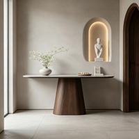 Table console élégante et moderne en bois de haute qualité avec plateau en pierre frittée naturelle, durable, pour le salon