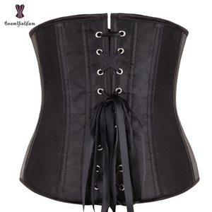 Women Fish Boned Elastic Tummy Control Satin Underbust Top <strong>Lace</strong> <strong>up</strong> Boned Waist Training <strong>Corset</strong> With Lacing Ribbon - Product Image 3