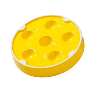 Bol en céramique pour animaux de compagnie en forme de fleur et de chat de couleur unie doux bol pour chien à alimentation lente bol de nourriture pour chat surélevé antidérapant avec support en bambou - Product Image 6