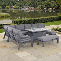Ensembles de table de foyer de canapé d'angle de jardin en aluminium Fimous table de foyer 9 places gris foncé