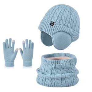 <span class=keywords><strong>Ensemble</strong></span> de gants d'hiver pour enfants en extérieur épais et chaud doublé de polaire et coupe-vent pour la protection des oreilles des garçons et des filles. - Product Image 5