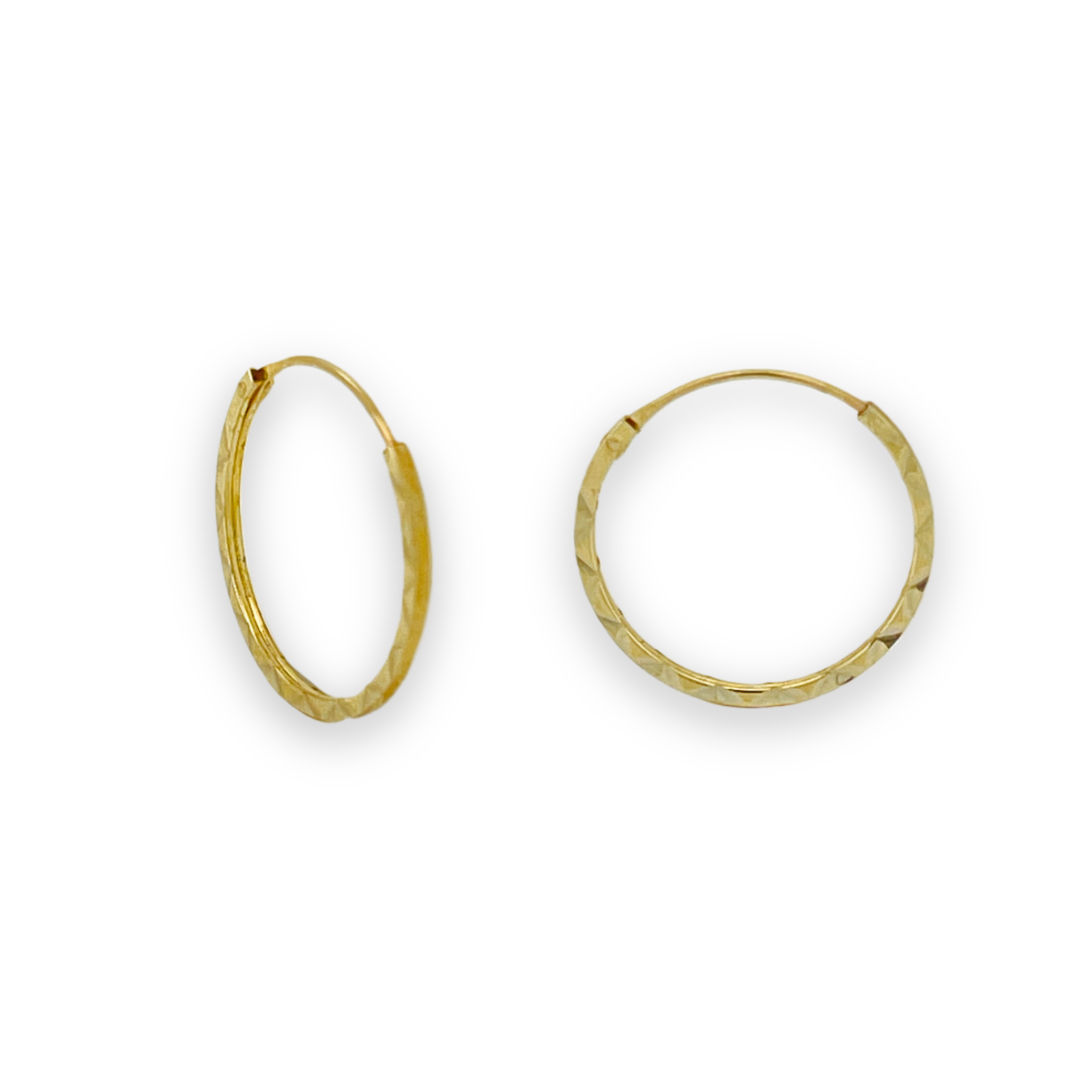 SQUARE TUBE HOOP EARRINGS 0.80X12mm CARVED