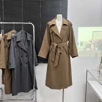 Nouvelle Collection Automne 2026 – Manteau Trench Croisé pour Femme, Col Large Cranté, Épaulettes, Ceinture, Longueur Midi, Camel et Gris, Classique et Élégant