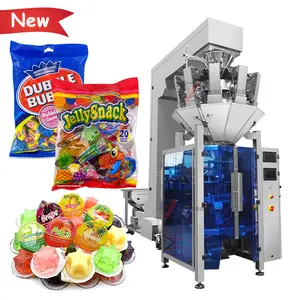 Automatic quad seal pouch bag chewing gum cotton jelly candy packaging packing machine