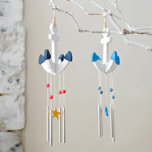 Carillon à vent en forme d'ancre méditerranéenne, tube musical en métal, style océan, décoration murale pour la maison, 4 pièces - Product Image 3