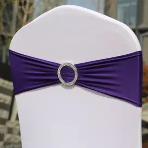 Свадебное банкетное украшение, недорогой фиолетовый стул из спандекса с поясом и пряжкой
