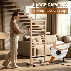 Soporte de madera para trenzar pelucas - Estante de almacenamiento de pelucas multiusos para suelo - Soporte multifuncional para trenzar cabello y peinados desordenados - Product Image 2