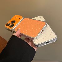 Étui de téléphone en cuir de luxe à motif simple à pois Litchi pour iPhone 17 16 15 14 Pro Max 13, coque arrière rigide en PC avec fenêtre pour appareil photo