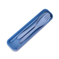 Ensemble de couverts en paille de blé ensemble de couverts de Camping Portable réutilisable voyage avec étui baguettes cuillère et fourchette ensemble
