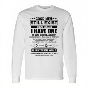 Les bons hommes existent encore, il est né en janvier, t-shirt à manches longues, cadeau d'anniversaire pour elle - Product Image 2