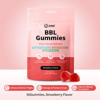 Gummies BBL avec racine de Maca, graines de Fenugrec, extrait de fruit Aguaje, saveur fraise, sachet de 60 unités, vente en gros