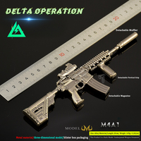 Delta Operation M4A1 Fusil d'assaut en métal 20CM Pièces détachables (Suppressor/Magazine) Jeu de collection Ornement en métal