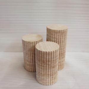 Natural Stone Modern Home Furniture Decoration Fluted Side Table Beige Travertine Plinth for Indoor <b>Vase</b> <b>Stand</b> Decor - Product Image 2