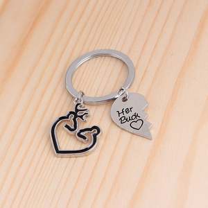 Llavero de Pareja, Llavero de Corazón de Metal Personalizado con la Frase 'Ella Es Mi Niña', 'Él Es Mi Niño', Regalo Romántico para el Día de San Valentín, Llaveros con la Frase 'Te Amo' - Product Image 6