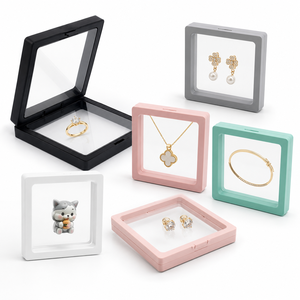Custom Colorful Transparent Rectangle Square Jewelry Display <b>Box</b> PE Folding Case Ring <b>Earring</b> Necklace Storage Packaging Retail - Product Image 2