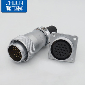 ZhqcN Aviation Plug Ws32-19 Pin 19p Square Flange Socket Male Female Electrical Connector Zinc Alloy Housing - Product Image 1