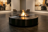 Brasero circulaire moderne de grande taille au gaz naturel, table de feu en métal robuste pour terrasse et camping, chauffage extérieur