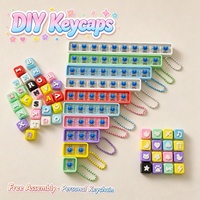 Keyboard Fidget Clicker 3D Print DIY, Gantungan Kunci Kombinasi Huruf Nama Kustom, Mainan Sensorik Pereda Stres untuk Dekompresi Harian