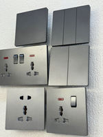 Interruptor de Pared Eléctrico de 86 mm, Color Gris, Tacto Suave, 16 A, 250 V, Doble Polo, 1/2/3/4 Vías, Regulador de Intensidad, Ventilador, Enchufe UK, USB Tipo C