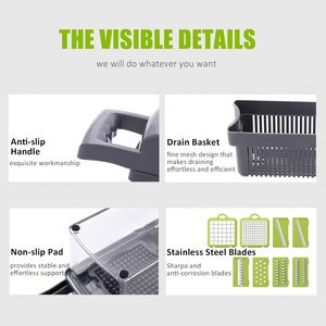 Adjustable <b>Vegetable</b> Cutter Onion <b>Chopper</b> Mandolin Slicer Pro 10 in 1professional Food <b>Chopper</b> Multifunctional <b>Vegetable</b> <b>Chopper</b> - Product Image 3