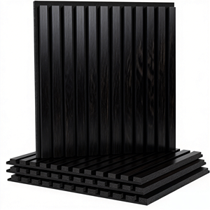 Décoration murale moderne, panneaux muraux cannelés, panneaux en <span class=keywords><strong>bois</strong></span> noir 600*600mm, Akupanel, lattes en <span class=keywords><strong>bois</strong></span>, décoration murale intérieure - Product Image 1