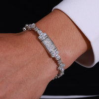 Bracelet chaîne fleur croisée NUOYA 10MM plaqué or 18 carats micro-pavé CZ Diamant Iced Out Hip Hop Bijoux de mode Cadeau