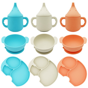 Assiettes pour bébé en Silicone de qualité alimentaire, sans éléphant, sans BPA, bols pour enfants, gobelets, bavoirs, ensembles de fournitures d'alimentation pour bébé - Product Image 4