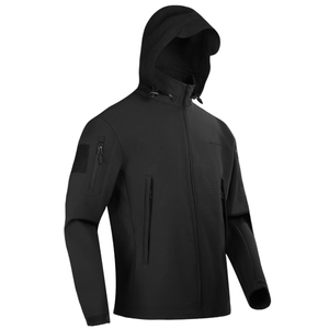 Đen Camo ngoài trời softshell hoodie khả năng chịu nước Windproof Trọng lượng nhẹ Áo khoác cho cắm trại chạy và du lịch - Product Image 1