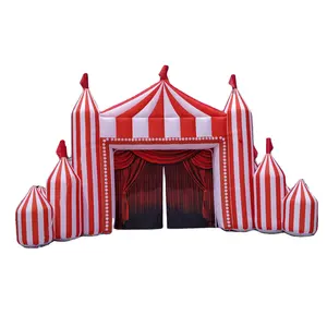 8mW Inflatable Circus Arch with Removal Curtain Inflatable Red and White Archway Gantry Entrance for Circus Event or Outdoor