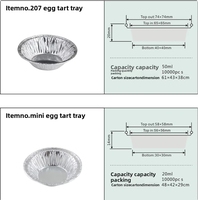 Mini moules à pâtisserie en plastique PET de 2 oz, 68x22 mm, jetables, pour tartelettes aux œufs, qualité alimentaire, résistants au four, avec couvercles