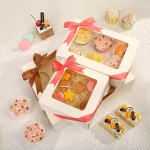 BECAN scatola per Cupcake Muffin lunga trasparente Mini 6 scatole per Cupcake trasparenti con finestra per torte e tazza scatola per Cupcake