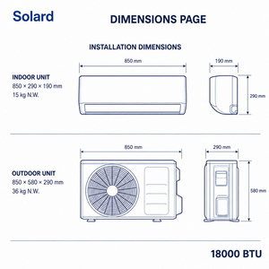 Climatiseur Solaire Hybride 18000 BTU AC PV à Entraînement Direct, Murale, Chauffage et Refroidissement, 80-380V, Usage Domestique Extérieur SLD-DCAC-18000E S - Product Image 3