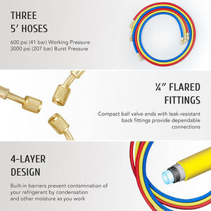 סט סעפת סעפת סט צינורות 5ft מתאם עם r134a r12 r502 כלי קירור קירור - Product Image 4