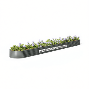 Jardinera Elevada de Acero con Recubrimiento en Polvo Gris, Elíptica, Resistente, para Plantas y Flores, Uso en Exteriores - Product Image 1