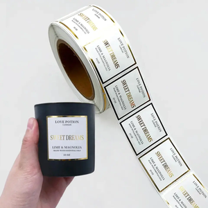 Custom Printing Cosmetic Bottle <strong>Label</strong> Roll Gold Embossed Sticker <strong>Label</strong> for Candle Jars - Product Image 1