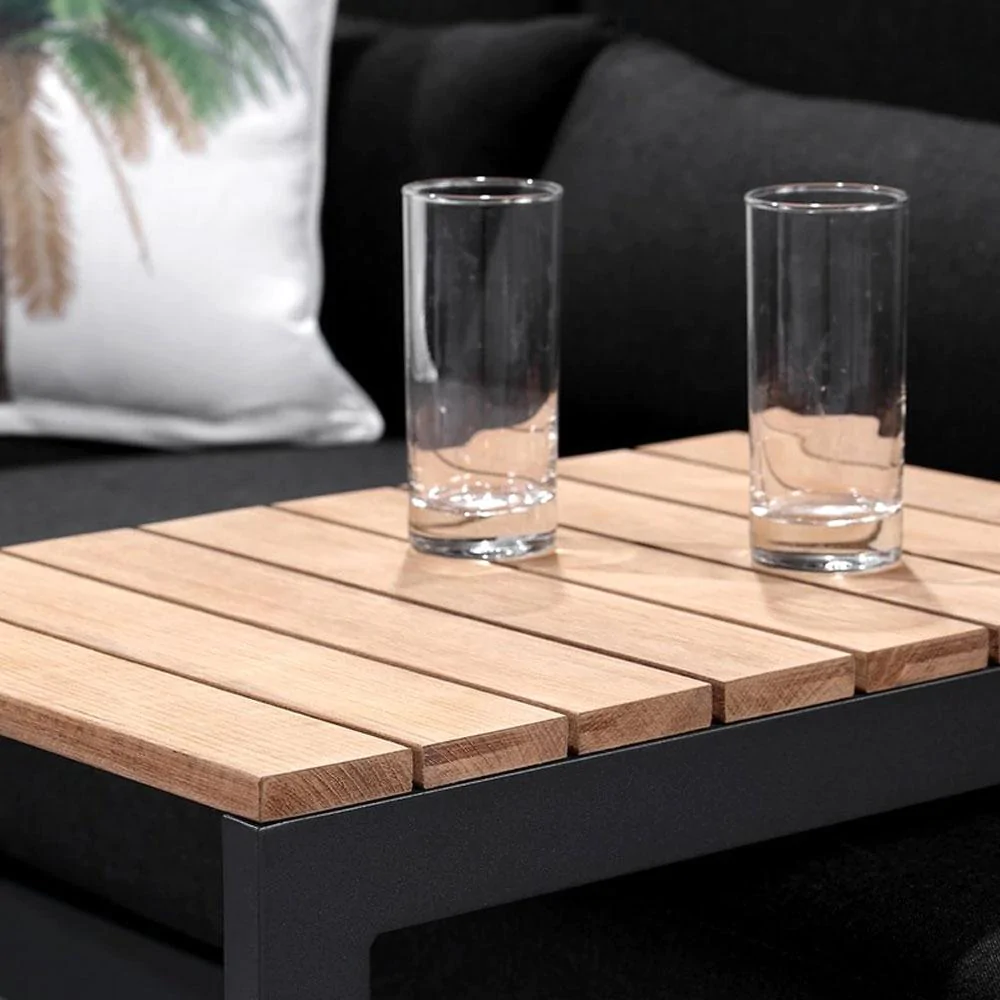 New design all weather aluminium teak wood outdoor side table