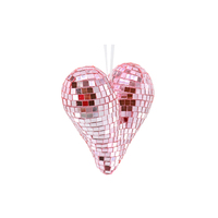 Boule de miroir en verre de Disco de lumière suspendue réfléchissante en forme de coeur rose rose de luxe avec décorations de chaîne pour la fête