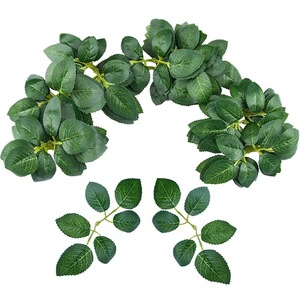 Vendi foglie di rosa artificiali decorazioni fai da te fatte a mano foglie verdi calde finte foglie di rosa sfuse a - Product Image 1