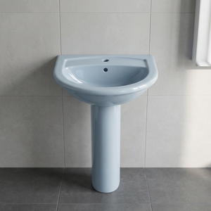 Conjunto de lavabo de pedestal de inodoro de dos piezas de cerámica de calidad comercial Color azul cielo para uso en el baño Mercado de Togo a un precio económico - Product Image 3