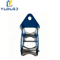 Bloc de roulement en aluminium robuste avec roue à double rainure et finition miroir pour le tirage de câbles dans les conduites