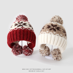 Gorro de invierno tejido para niños con pompones, orejeras cálidas a prueba de viento, unisex, de 2 a 4 años - Product Image 1