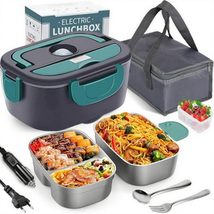 Boîte à lunch électrique 1,5 L 2 en 1 pour voiture et maison, chauffante, en acier inoxydable 304, chauffe-plat portable avec sac <span class=keywords><strong>isotherme</strong></span> - Product Image 1