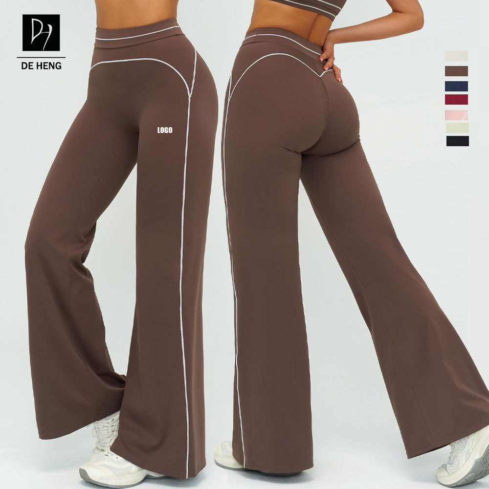New Factory Wholesale Women Activewear Scrunch Butt Leggings Wide Flared Leg Pants High Waist Fitness Yoga Women's Leggings
