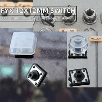 Capuchon de bouton-poussoir tactile FYX, prix usine, 12x12mm*7.3mm, carré, en laiton, blanc transparent, personnalisable, 1NO LED