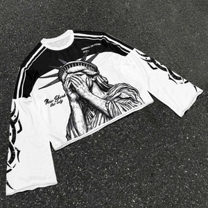 Camiseta de Manga Larga para Hombre, Estilo Retro Hip-Hop Urbano, Personalizada, con Estampados Gráficos Digitales de Gran Tamaño Sudadera Casual de Cuello Redondo para Hombre - Product Image 2