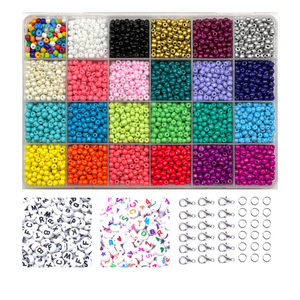 Kit de perles de verre 2mm 4mm, perles acryliques lettres, fournitures de fabrication de bijoux DIY, accessoires d'artisanat, ensemble multicolore - Product Image 1